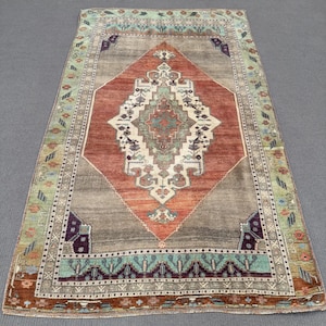 Vintage Rug, Area Rug, Turkish Rug, Muted Anatolian Rug, Rugs For Dining Room, 4.6x7.7 ft Purple Rug, Authentic Turkish Rug, Wool Rug,