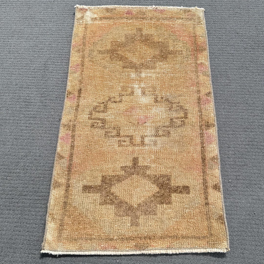 Turkish Rug Small Turkish Small Rug 1.6x2.7 Ft, Vintage Oushak Beige Moroccan Wool Rug - Etsy
