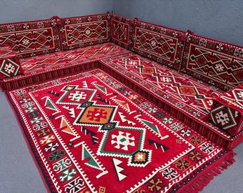 Traditional Sofa, ottoman Pillow, Turkish Pillow, Arabic Floor Set, Floor Seating, Moroccan Sofa, U-shaped Sofa, Sectional Floor Pillow