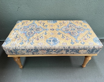 Ottoman Bench, Turkish Rug Design, Wooden Bench, End of Bed Bench, Handmade Furniture, Home Decor, Modern Bench Design, Bedroom Decor,