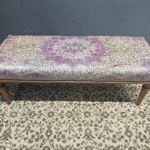 Ottoman fabric bench, Wooden bench seat, Upholstered chair, End of bed bench, Entry bench, Farmhouse bench, Handmade furniture, Shoe bench,