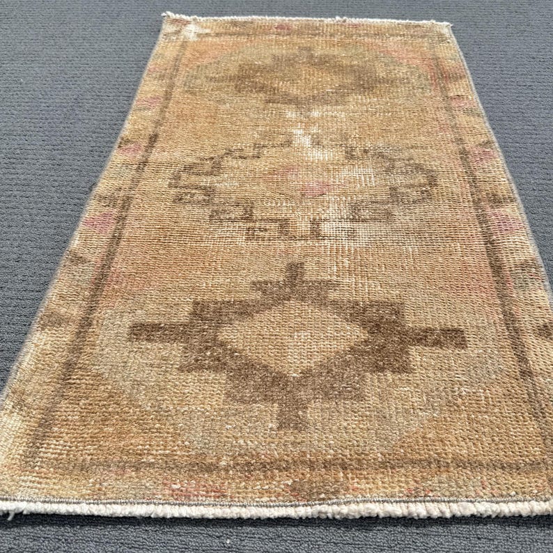 Turkish Rug Small Turkish Small Rug 1.6x2.7 Ft, Vintage Oushak Beige Moroccan Wool Rug - Etsy