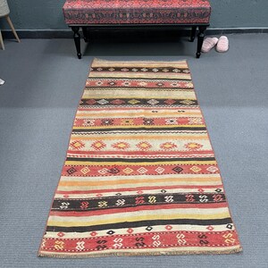 Vintage Kilim, Patterned Kilim, Turkish Kilim, Anatolian Kilim, Rugs For Bedroom, 2.9x5.8 ft Orange Kilim, Handwoven Vintage Turkish Rug,
