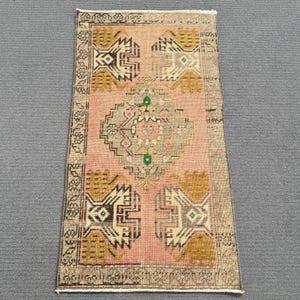 2x3 Small Rugs, Turkish Rug, Vintage Rug, Wool Oushak Rug, Rugs For Entry, 1.6x3.1 ft Orange Rug, Rustic Turkish Rug, Decorative Bath Mat,
