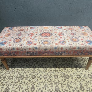 Banco para quarto, Banco otomano, Banco decorativo, Banco de trabalho de madeira, Banco estofado, Banco boho, Banco de sala de estar, Banco de entrada,