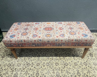 Bench for bedroom, Ottoman stool, Decorative bench, Wood work bench, Upholstered bench, Bohemian bench, Living room bench, Entry bench,