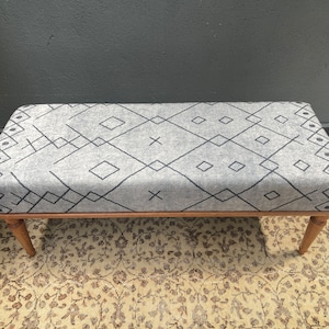 Bedroom seat, Ottoman furniture, Upholstered chair, Wood ottoman bench, Bench cushion, Entryway bench, Table bench, Scandinavian bench,