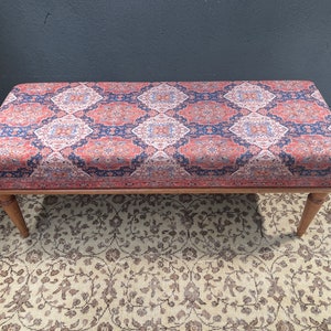 Ottoman stool, Wooden bench, Bench for entryway, Bed bench, Turkish rug bench, Bench cushion, Custom ottoman, Upholstered bench,