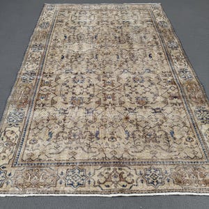 Turkish Rug, Vintage Rug, 6x10 Large Rugs, Anatolian Rug, Rugs For Bedroom, 6.4x9.9 ft Beige Rug, Rustic Turkish Rug, Organic Wool Rug,