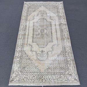 Vintage Rug, Turkish Rug, 4x7 Accent Rug, Decorative Oushak Rugs, Rugs For Bedroom, 3.5x6.8 ft Beige Rug, Vintage Beni Ourain Rug,