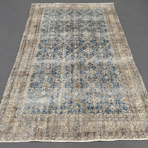 6x9 Large Rug, Turkish Rug, Vintage Rug, Oushak Rugs, Rugs For Living Room, 5.6x8.8 ft Navy Rug, Authentic Vintage Turkish Rug, Antique Rug