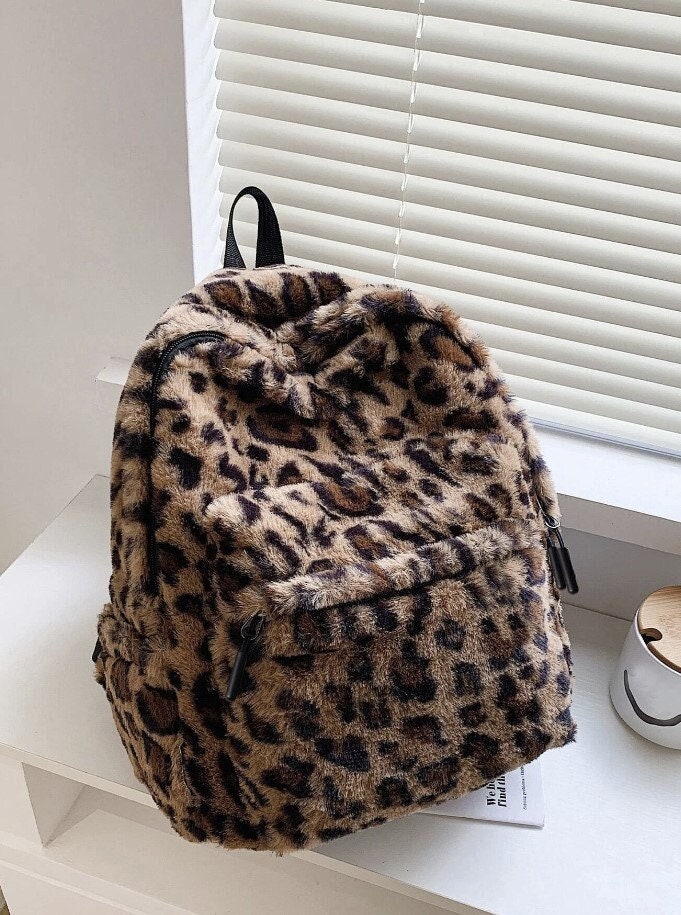 Small Fluffy Cheetah Print Bag Brown Animal Print Fuzzy 