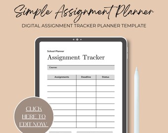 Assignment Tracker Planner | Digital Assignment Tracker Planner | A4 | Instant Download | Minimalist Assignment Tracker Planner