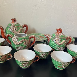Vintage Japanese Moriage Dragonware Tea Set