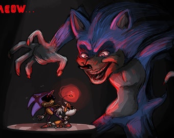 Attack of the Hyper-Realism- Ugly Sonic, Tails Doll, and Sonic.exe 10x7.&quot; print