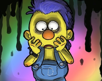 Yellow Guy Doi Don&#39;t Hug Me I&#39;m Scared 9x8&quot; print