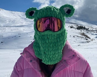 Frog Balaclava, Dıgıtal balaclavas,Charming Frog Balaclava,Skı mask,Ideal for Outdoor Adventures,handmade balaclava