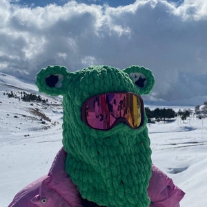 Frog Balaclava, Dıgıtal balaclavas,Charming Frog Balaclava,Skı mask,Ideal for Outdoor Adventures,handmade balaclava zdjęcie 2