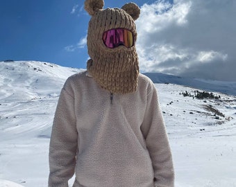 Bear Balaclava -Dıgıtal balaclava - Comfortable  Warm, Ideal for Skiing  Snowboarding, Novelty Winter Gift for Adventure Seekers, skı mask