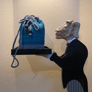 Tunisian Crocheted Bucket Bag/Drawstring Bag/Shoulder Bag/Purses/Crocheted Purse/Boho bag/Crochet Crossbody/Gift for Her