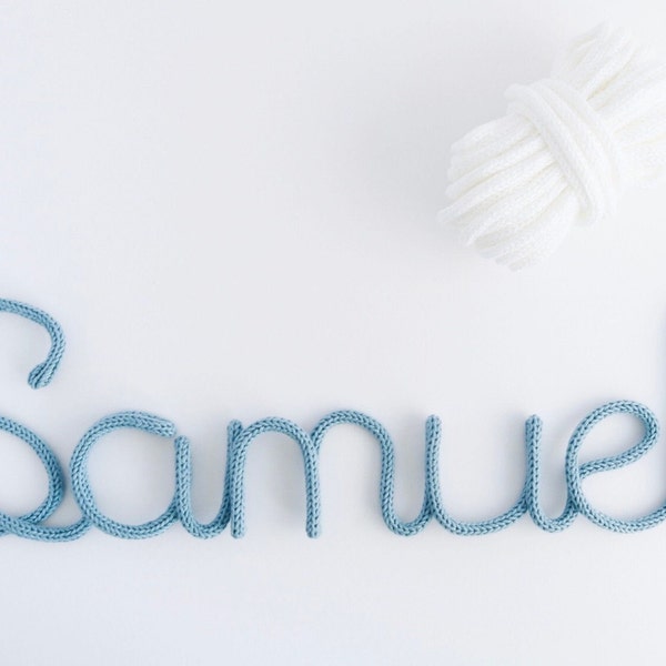 Personalized baby name sign for nursery, custom knitted wire words for kids room wall art, crochet name for wall decor, expecting mom gift