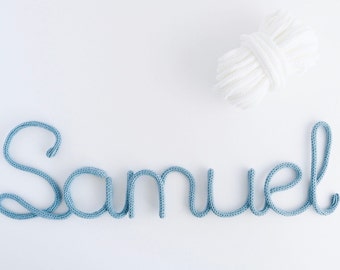 Personalized baby name sign for nursery, custom knitted wire words for kids room wall art, crochet name for wall decor, expecting mom gift