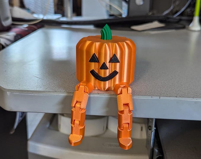Featured listing image: Autumn Pumpkin Pal, Halloween Desk Toy, Hanging Legs Shelf Decoration