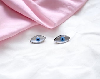 Eye Earrings - Stainless Steel - Realistic Strange Scary Cute - Eyeball - OOAK - Evil Eye - Evil Eye