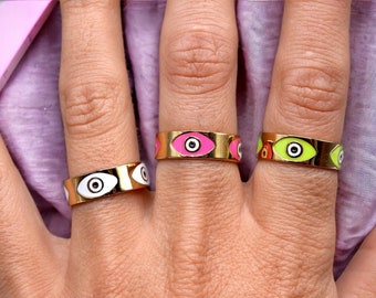 Evil Eye Ring Ring - Stainless Steel - Realistic Strange Scary Cute - Eyeball - Evil Eye - Evil Eye