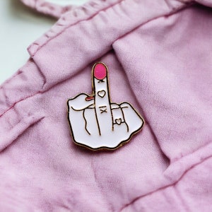 Brooch Fuck Middle Finger Pin Enamel Pin Strange Scary Cute Female Hand Feminist image 1