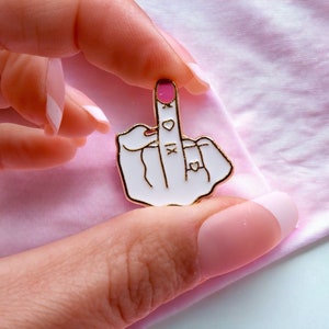 Brooch Fuck Middle Finger Pin Enamel Pin Strange Scary Cute Female Hand Feminist image 3