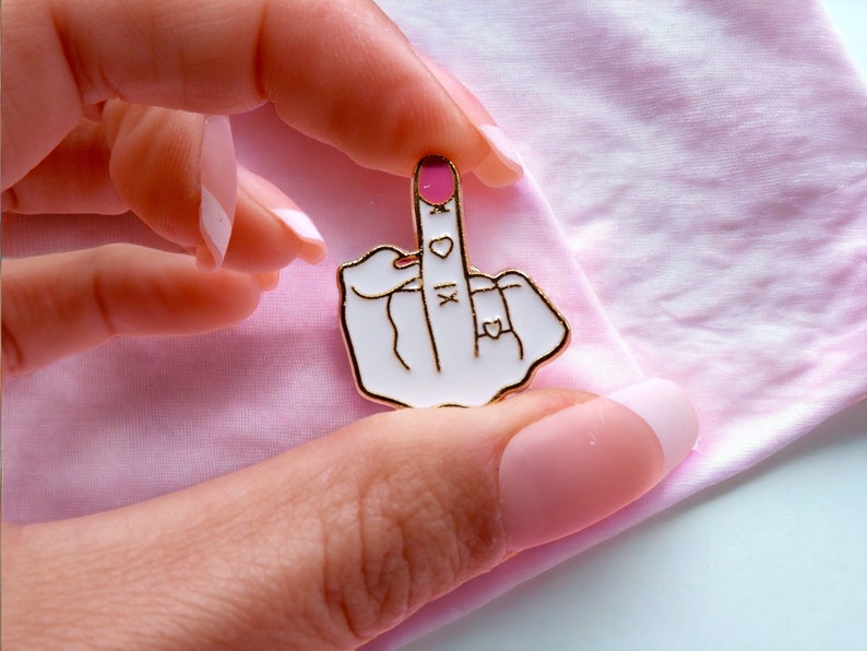 Brooch Fuck Middle Finger Pin Enamel Pin Strange Scary Cute Female Hand Feminist image 3