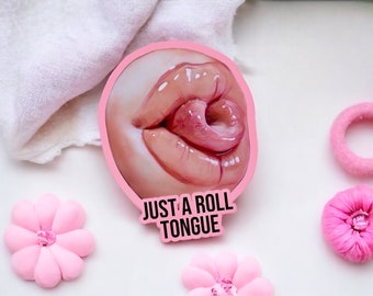 Rolled Tongue Sticker | Weird Art | cute | Creepy Cute | Raincoat | Vinyl | Deco | Cute