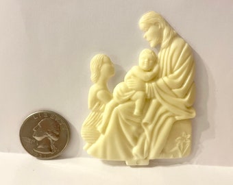 Vintage Hong Kong 1960’s Celluloid Production Jesus & Children Flatback Art Decor