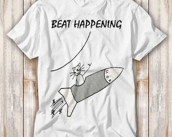 T-shirt Unisex Beat Happening 'Cat Bongos' 1987 - Biologica K Records - Lo Fi - Foto 3