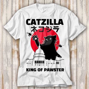 Catzilla King Of Pawster Paws Cat Kitten T Shirt Best Seller Funny Movie Gift Music Meme Top Tee 4020