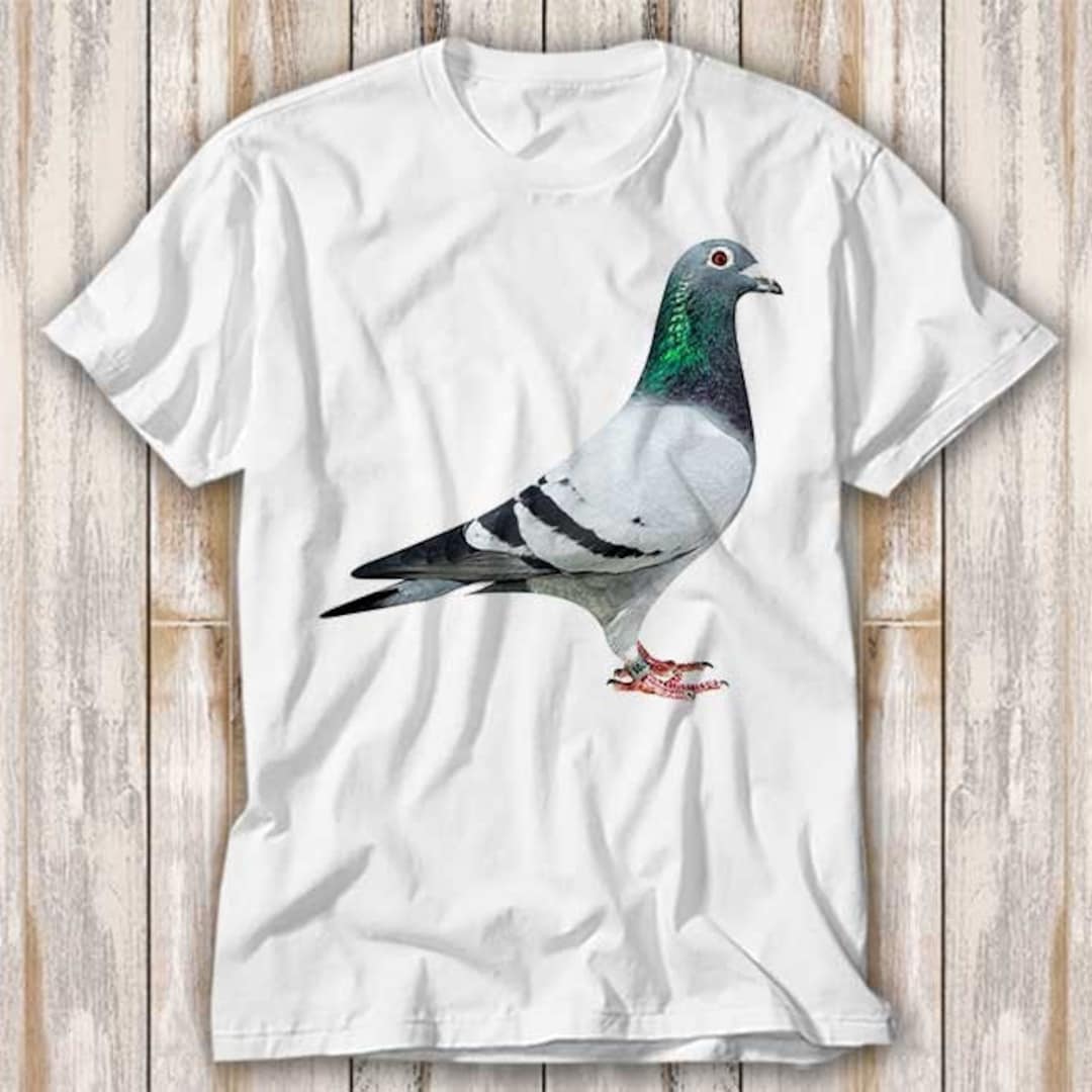T-shirt Unisexe Pigeon/flower - Coton, Coupe Régulière, Pré-rétréci, Neuf étiqueté