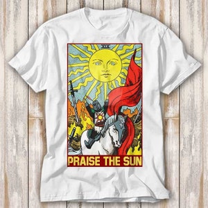 Louez le soleil, remerciez Dieu, lecture de cartes de tarot en ligne, t-shirt de joueur, meilleur vendeur, cadeau de film drôle, musique meme, t-shirt 4205