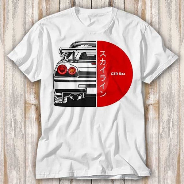 Nissan Skyline JDM R33 R34 R35 Red Half Moon Sunset Limited Edition T Shirt Best Seller Funny Movie Gift Music Meme Top Tee 4088