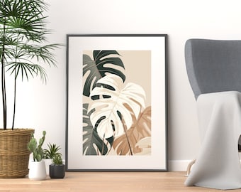 White Variegated Monstera Poster, Minimalist Home Decor, Monstera Art, Bedroom Wall Decor, Trendy Wall Art, Unique Home Decor