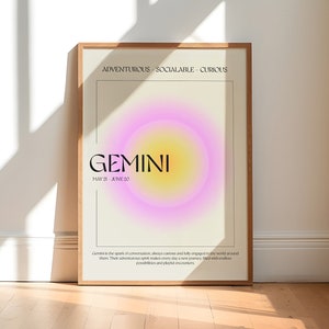 Gemini Gradient Aura Poster | Zodiac Print | Astrology Wall Art | Gemini Gift | Aesthetic Aura Art