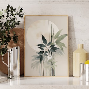 Bamboo Stalks Print | Sage Green Wall Art | Japandi Art | Japanese Ink Art | Minimalist Art | Zen Wall Art | Modern Home Decor | Bamboo Art