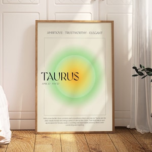 Taurus Gradient Aura Print | Taurus Zodiac Art | Taurus Astrology | Zodiac Gifts | Aesthetic Poster | Aura Wall Art | Bday Gifts For Her