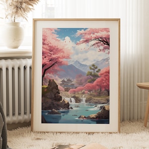 Sakura Art Print | Cherry Blossom Art | Sakura Wall Art | Japanese Art Print | Japanese Illustration | Japanese Calm Art
