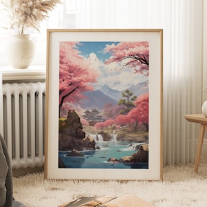 Sakura Art en téléchargement numérique | Art de la fleur de cerisier | Art mural Sakura | Impression d'art japonaise | Illustration japonaise | Art japonais calme