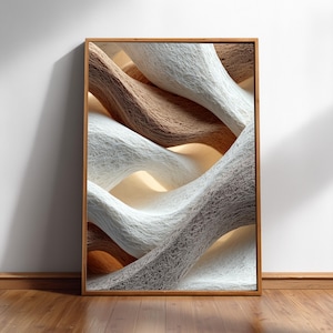 Organic fibre waves wall art – modern neutral abstract print | living room