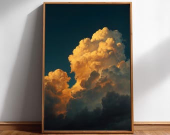 Impression Cumulus Ember Cloudscape, oeuvre d'art murale ciel dramatique, affiche d'ambiance maussade