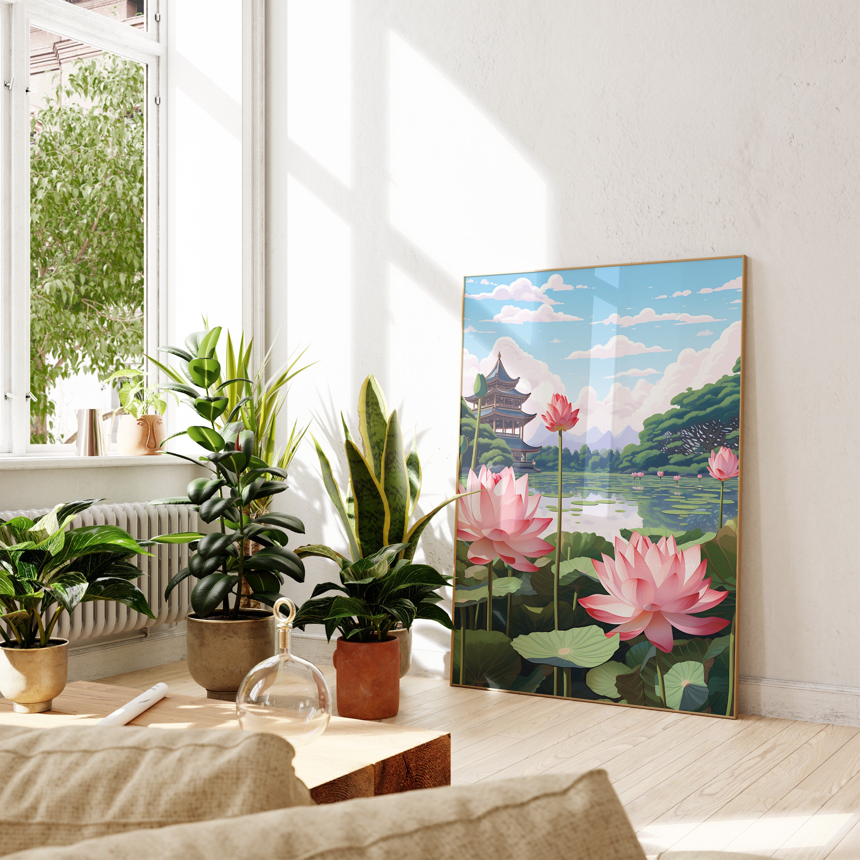 Lotus Flower Digital Instant Download Wall Print Japanese Lotus Art ...