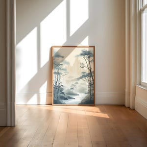 Muurkunst bamboe: kalme zentuin Japanse inkt - Japandi Interior, fine art giclée op premium fotopapier afbeelding 6