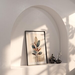 Gummibaum Wand Kunst - Japandi Ink Neutrale, Warme Töne - Archival Ink Print, Glanz Papier, Schlafzimmer und Büro Dekor Bild 5